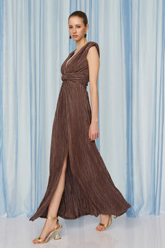 MAXI SLEEVELESS GATHERED DRESS - GOLD LABEL