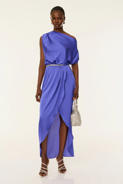 MAXI ASYMMETRIC DRESS WITH ONE SHOULDER - GOLD LABEL