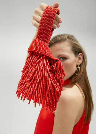 SMALL BAG WITH CORAL-EFFECT BEADING