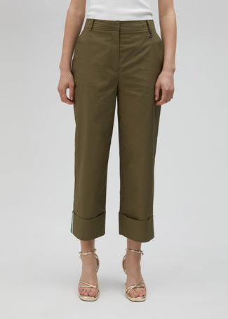 POPLIN TROUSERS WITH TURN-UPS