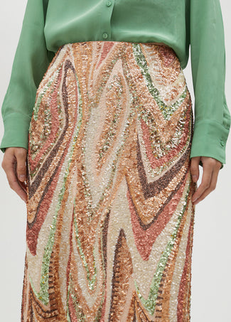 STRETCH SEQUINNED SKIRT