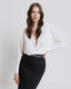 DRAPED BLOUSE WITH A V NECKLINE