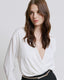 DRAPED BLOUSE WITH A V NECKLINE