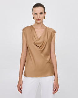 SLEEVELESS TOP WITH A DRAPED NECKLINE