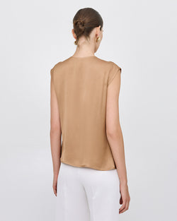 SLEEVELESS TOP WITH A DRAPED NECKLINE