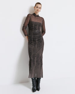 MAXI TURTLENECK DRESS WITH A SNAKE PRINT