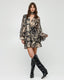 PRINTED DRESS WITH RUFFLES
