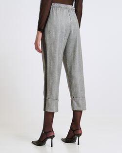 STRIPED PANTS WITH TURN-UP HEMLINES