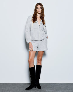 HIGH-WAIST HERRINGBONE SHORTS
