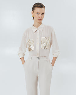 SHIRT WITH A LEOPARD SEQUIN PATTERN