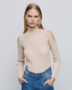 TURTLENECK KNITTED SWEATER WITH CUT-OUT SHOULDERS