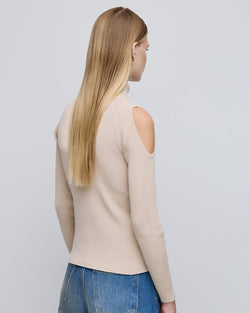 TURTLENECK KNITTED SWEATER WITH CUT-OUT SHOULDERS