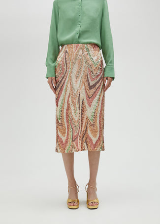 STRETCH SEQUINNED SKIRT