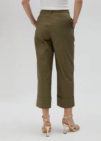 POPLIN TROUSERS WITH TURN-UPS