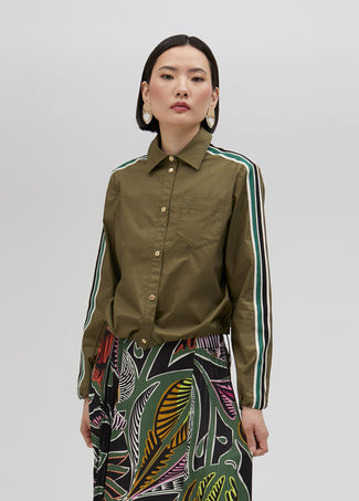 ELASTICATED POPLIN SHIRT