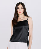 TIED-OFF SATIN TOP