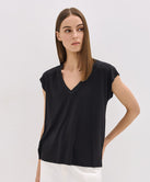 SHORT-SLEEVE BLOUSE WITH LUREX NECKLINE