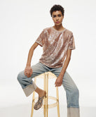 SEQUIN SHORT-SLEEVE BLOUSE