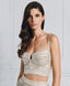 METALLIC-EFFECT BUSTIER-TOP WITH RHINESTONES