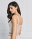 METALLIC-EFFECT BUSTIER-TOP WITH RHINESTONES
