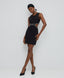 MINI DRESS WITH CUT-OUTS AND RHINESTONES