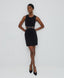MINI DRESS WITH CUT-OUTS AND RHINESTONES