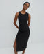 MIDI DRESS WITH ASYMMETRIC SLEEVES