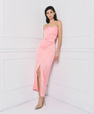 SATIN STRAPLESS DRESS