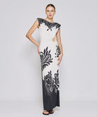 PRINTED DRESS WITH A CUT-OUT