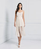 DRESS WITH EMBROIDERIES AND FRINGES