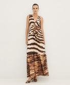 MAXI PRINTED DRESS WITH CUT-OUTS
