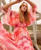 PRINTED MAXI DRESS WITH V