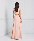 DRESS WITH CUT-OUT WAIST AND RHINESTONES