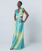 PRINTED DRESS WITH RHINESTONES AND WAIST CUT-OUTS