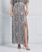 MAXI SKIRT WITH SEQUIN FRINGES