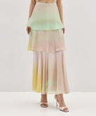 GRADIENT-PRINTED SKIRT WITH RUFFLES