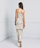 METALLIC-EFFECT PLEATED SKIRT WITH RUFFLES