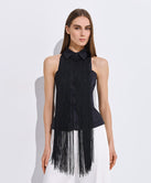 SLEEVELESS SHIRT WITH FRINGES