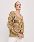 METALLIC-EFFECT KNITTED BLOUSE WITH V