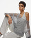 METALLIC-EFFECT KNITTED BLOUSE WITH V