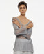 METALLIC-EFFECT KNITTED BLOUSE WITH V