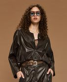 FAUX LEATHER JACKET WITH BATWING SLEEVES