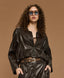 FAUX LEATHER JACKET WITH BATWING SLEEVES
