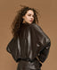 FAUX LEATHER JACKET WITH BATWING SLEEVES