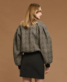 CROPPED HERRINGBONE BOMBER JACKET