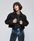 CROPPED JACKET WITH RIBBED WAISTBAND