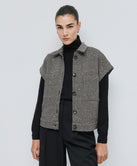 CROPPED HERRINGBONE JACKET WITH SEQUINS