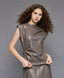 FAUX LEATHER TOP WITH PLEATS