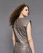 FAUX LEATHER TOP WITH PLEATS