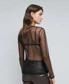 MESH BLOUSE WITH RHINESTONES